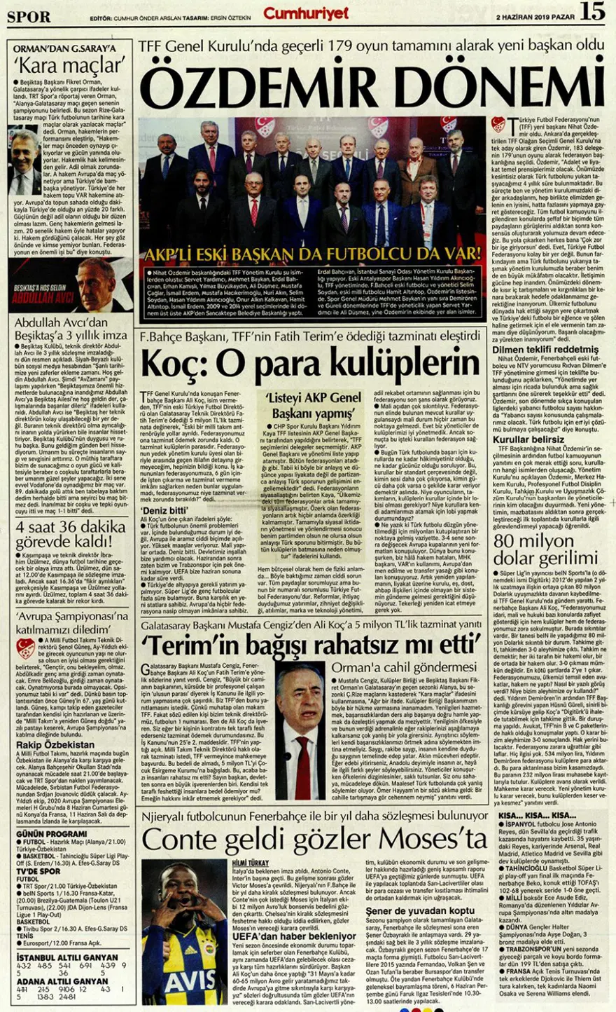 Günün spor manşetleri (2 Haziran 2019) 2