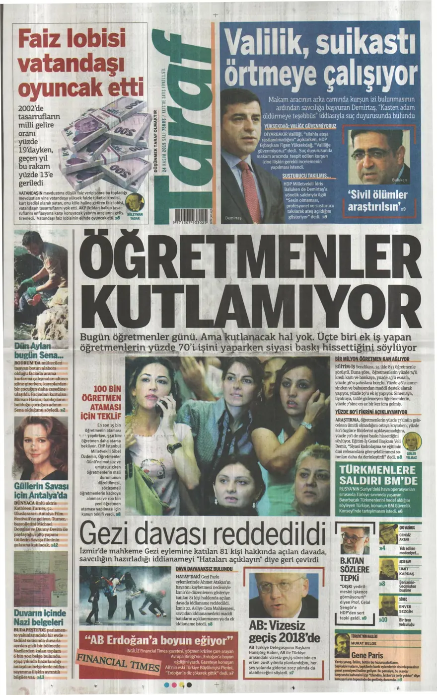 Günün gazete manşetleri - 24 Kasım 2015 14