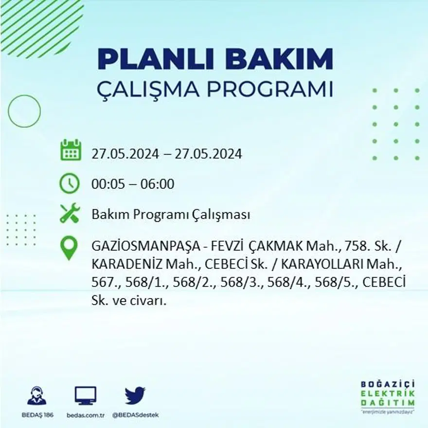İstanbul'un 21 ilçesinde elektrik kesintisi: Elektrikler ne zaman gelecek? (27 Mayıs BEDAŞ kesinti programı) 36