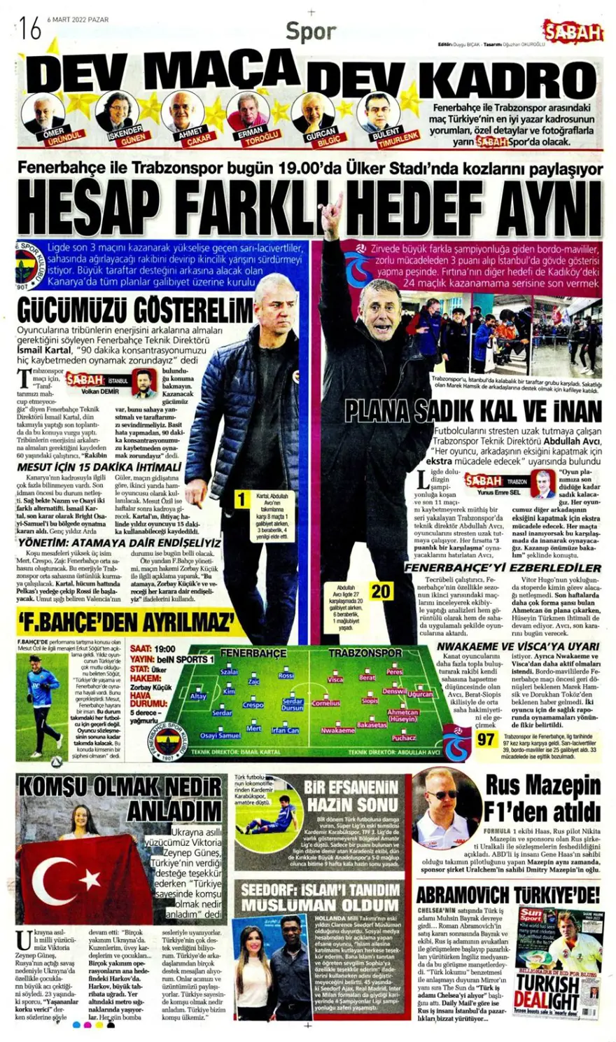 Günün spor manşetleri (6 Mart 2022) 7 Günün spor manşetleri (6 Mart 2022) 7