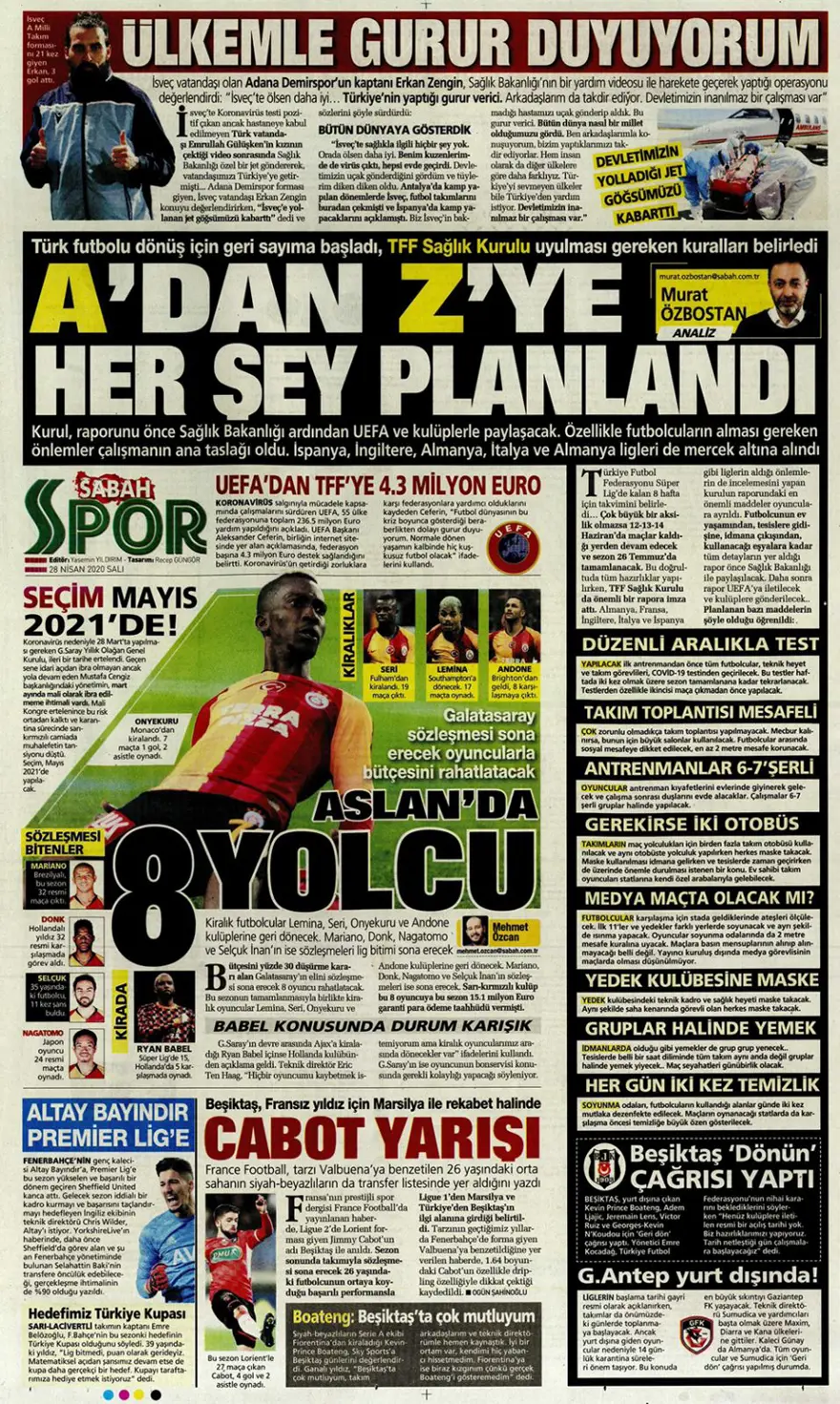 Günün spor manşetleri (28 Nisan 2020) 10