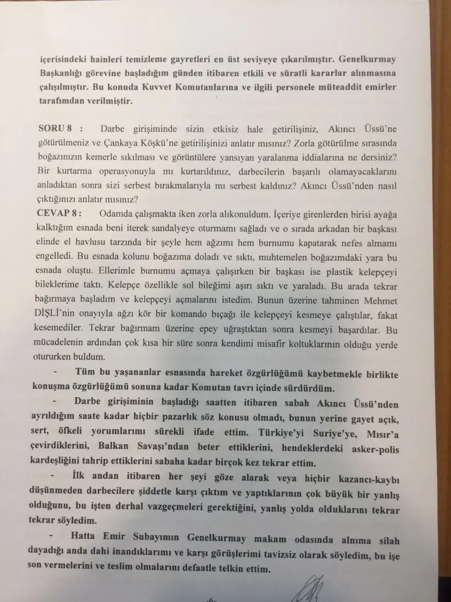 Hulusi Akar'ın darbe komisyonuna verdiği yanıtlar 5