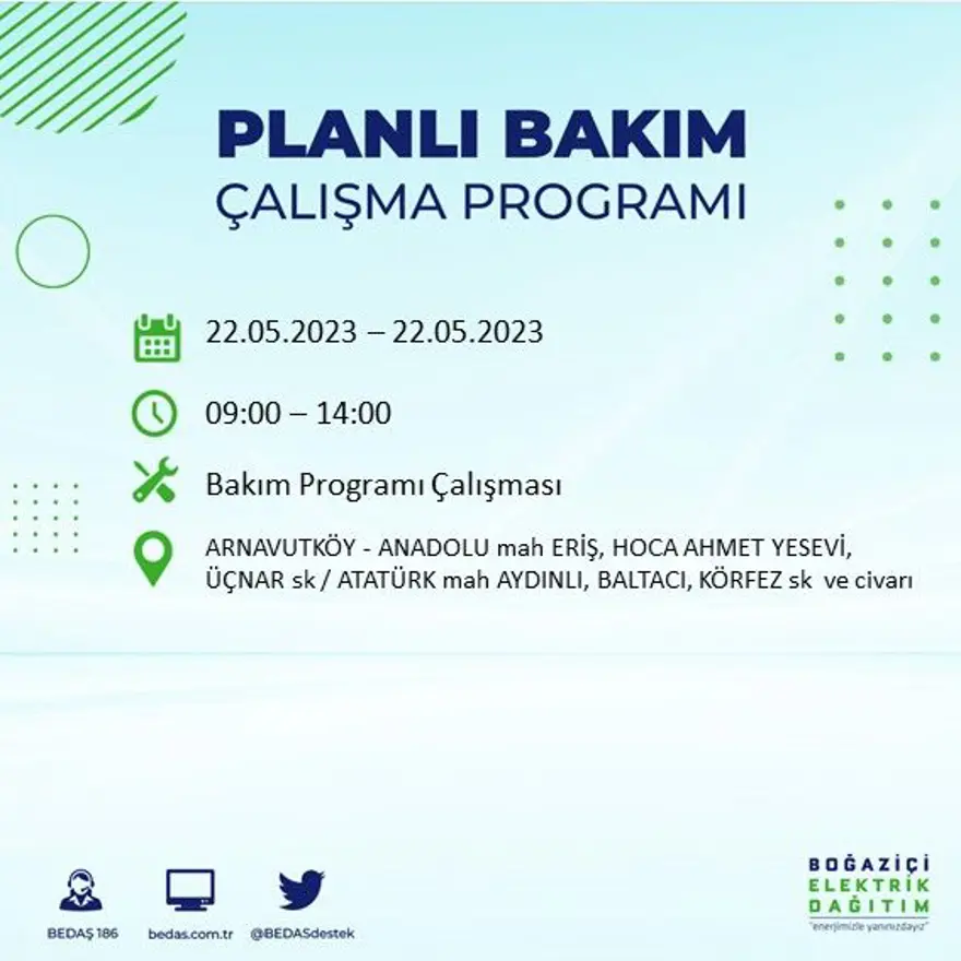İstanbul'un 22 ilçesinde elektrik kesintisi: Elektrikler ne zaman gelecek? (22 Mayıs BEDAŞ planlı elektrik kesintisi) 4