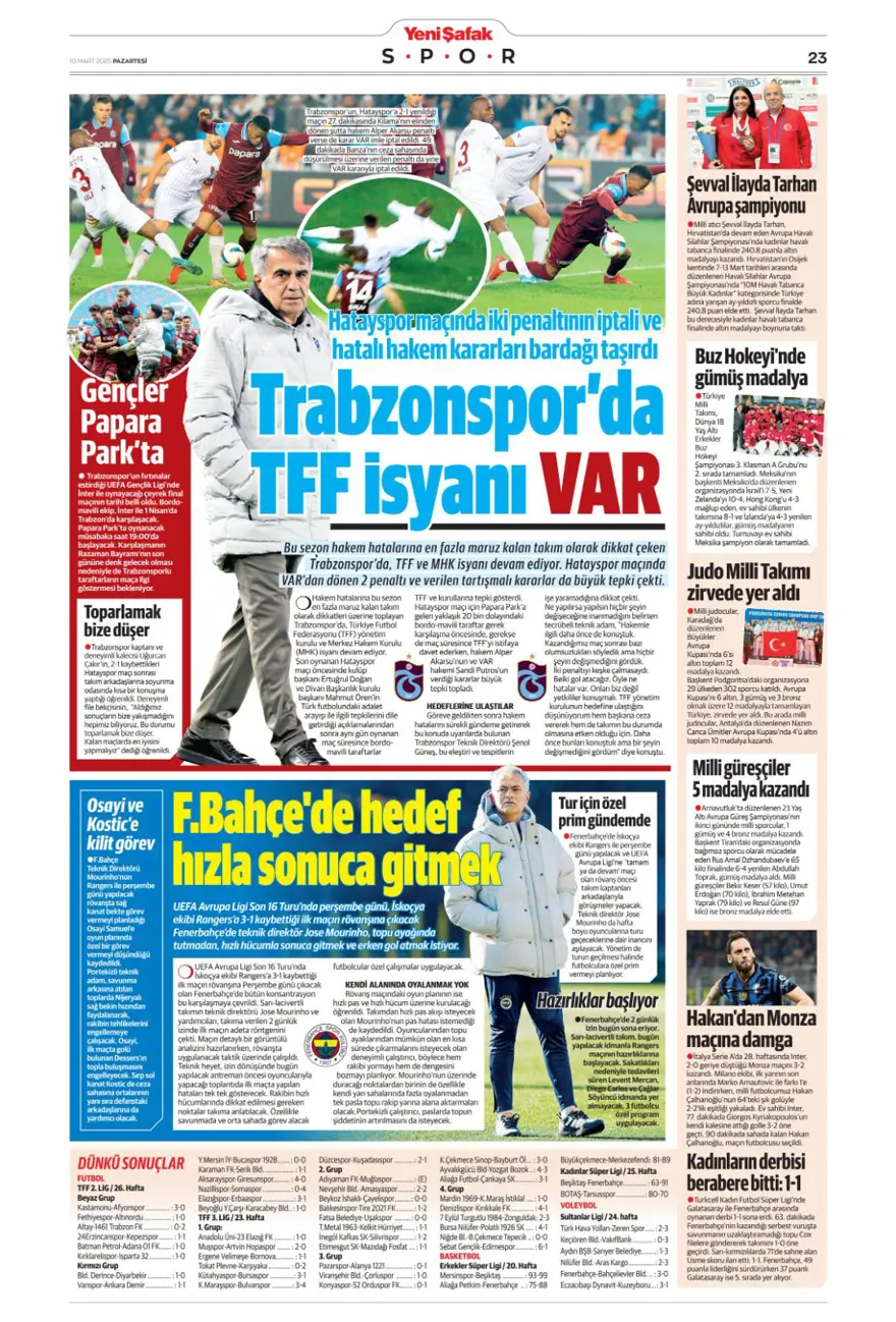 "Aslan kral kükredi" (10 Mart 2025 spor manşetleri) 19