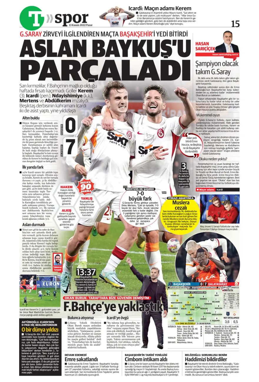 Günün spor manşetleri (13 Kasım 2022) 18