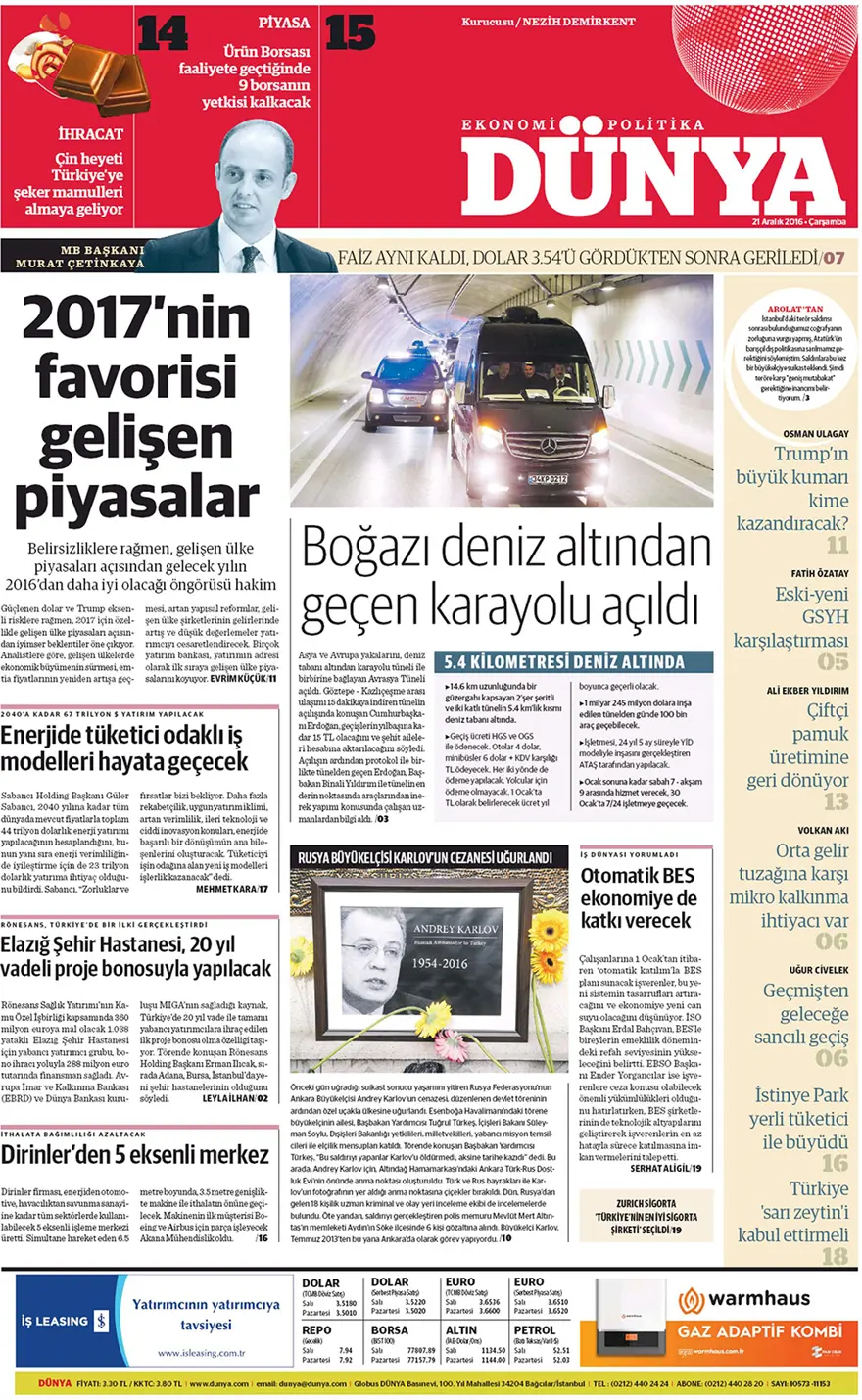 Günün gazete manşetleri - 21 Aralık 2016 10