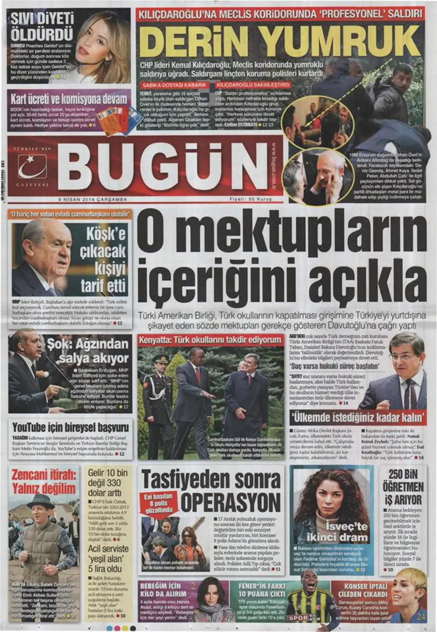 Günün gazete manşetleri - 9 Nisan 2014 9