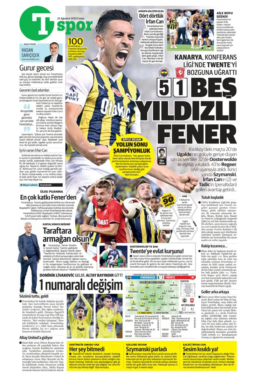 "Aslan'da son aday Salih Özcan" (25 Ağustos 2023 spor manşetleri) 16