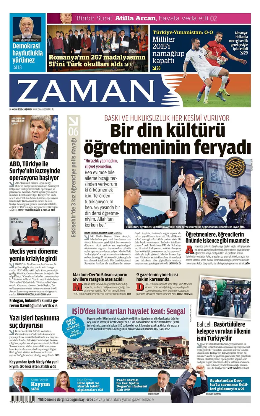 Günün gazete manşetleri - 18 Kasım 2015 19