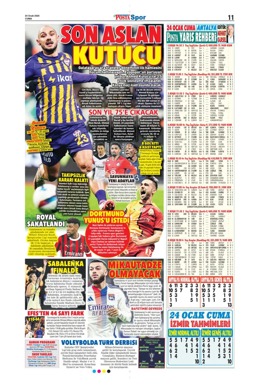 "Pavlovic sürprizi" (24 Ocak 2025 spor manşetleri) 20