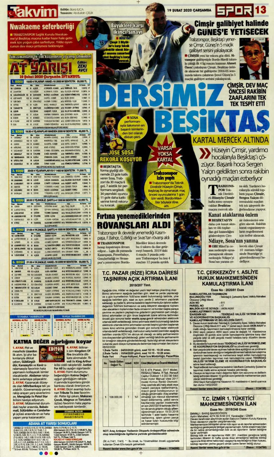 Günün spor gazeteleri (19 Şubat 2020) 11