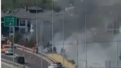 Anadolu Otoyolu'nda korku dolu anlar: Sigara izmariti yangın çıkardı