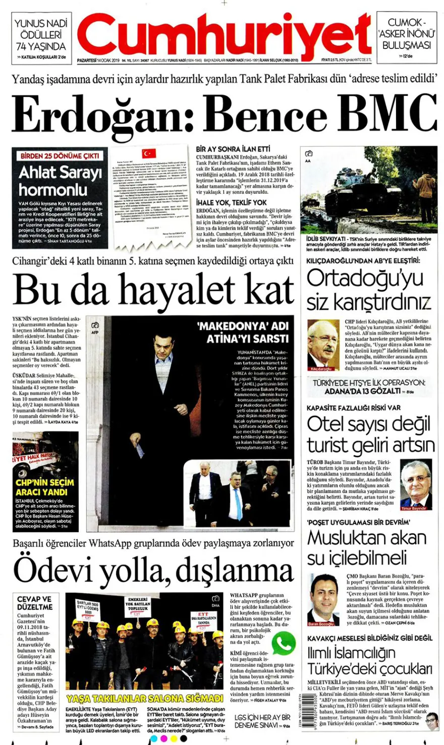 Günün gazete manşetleri - 14 Ocak 2019 6