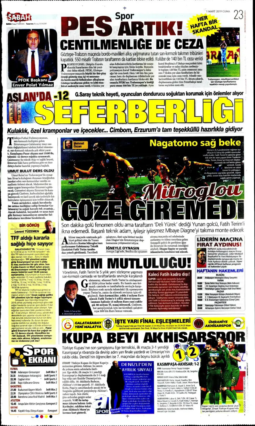 Günün spor manşetleri (1 Mart 2019) 6