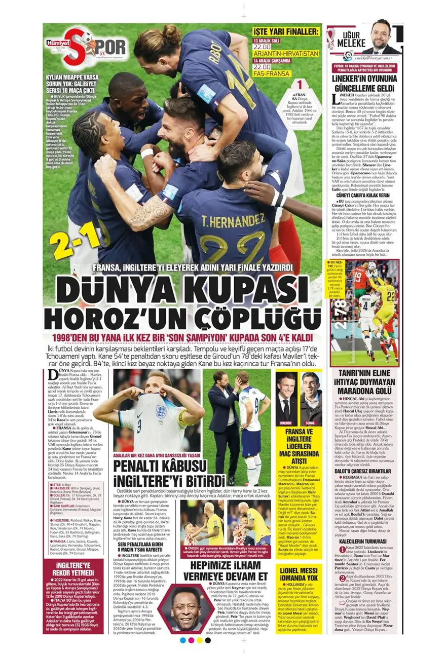 Günün spor manşetleri (11 Aralık 2022) 12