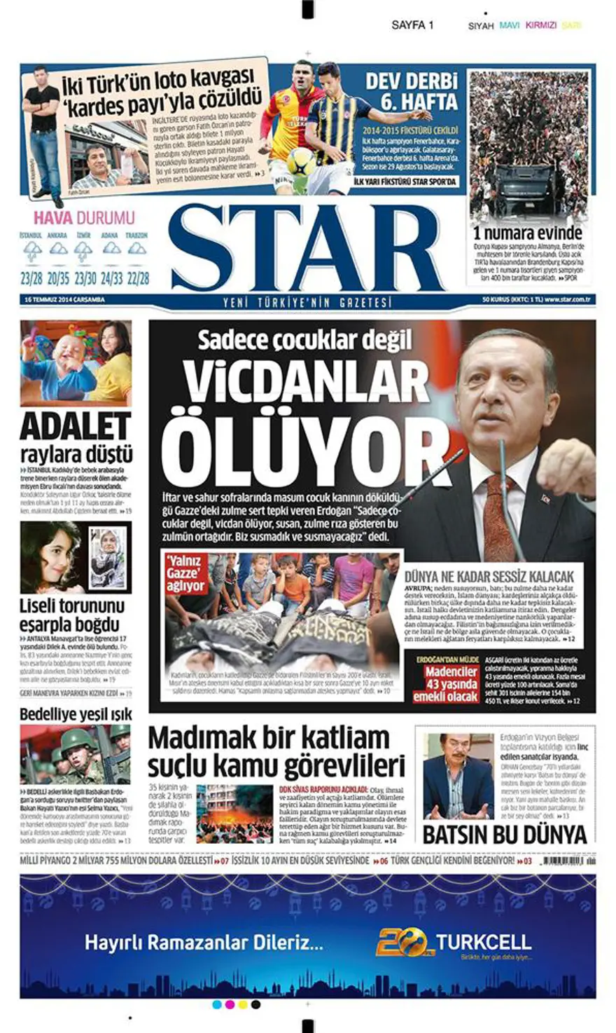 Günün gazete manşetleri - 16 Temmuz 2014 12 Günün gazete manşetleri - 16 Temmuz 2014 12