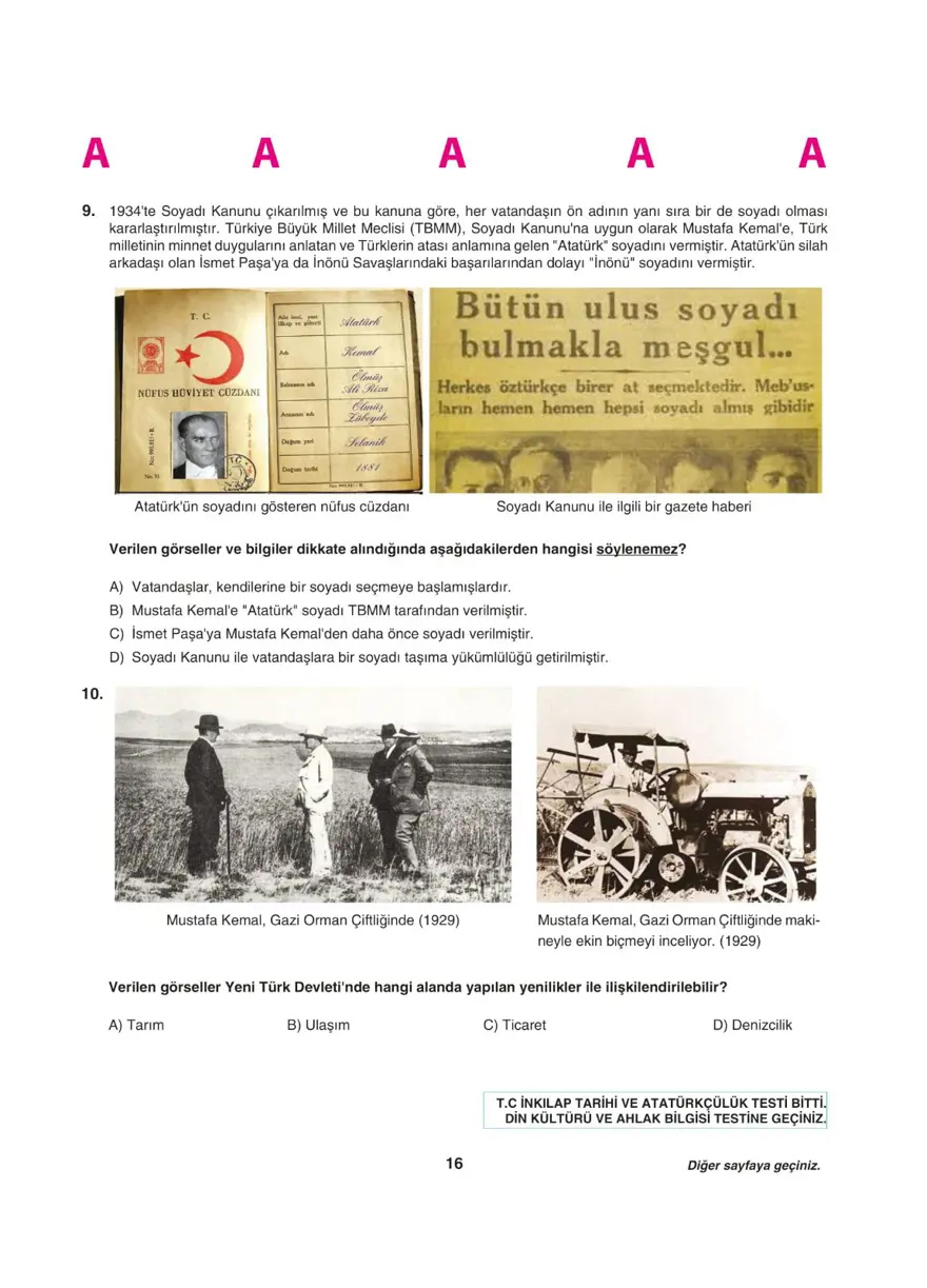 Uğur Okulları LGS deneme sınavı (Sözel bölüm) 15