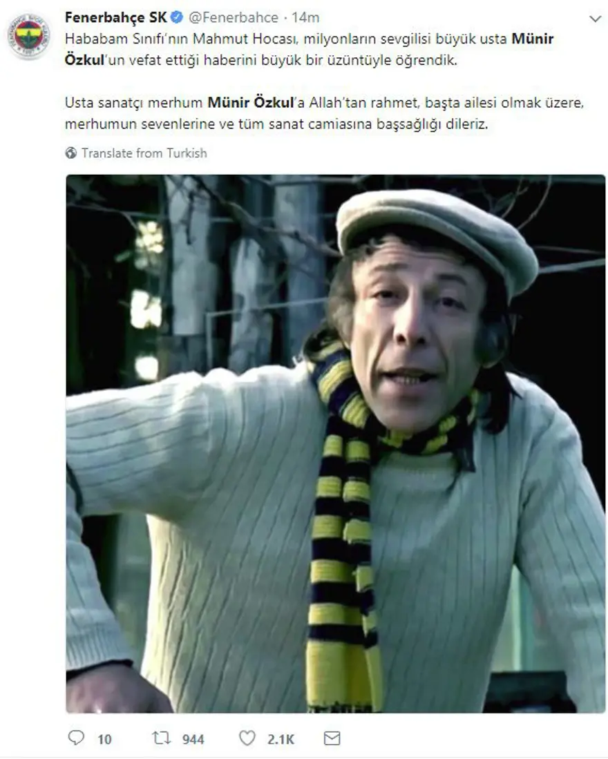 Ünlü isimlerden Münir Özkul paylaşımları (Ustanın ardından sosyal medya) 13 Ünlü isimlerden Münir Özkul paylaşımları (Ustanın ardından sosyal medya) 13