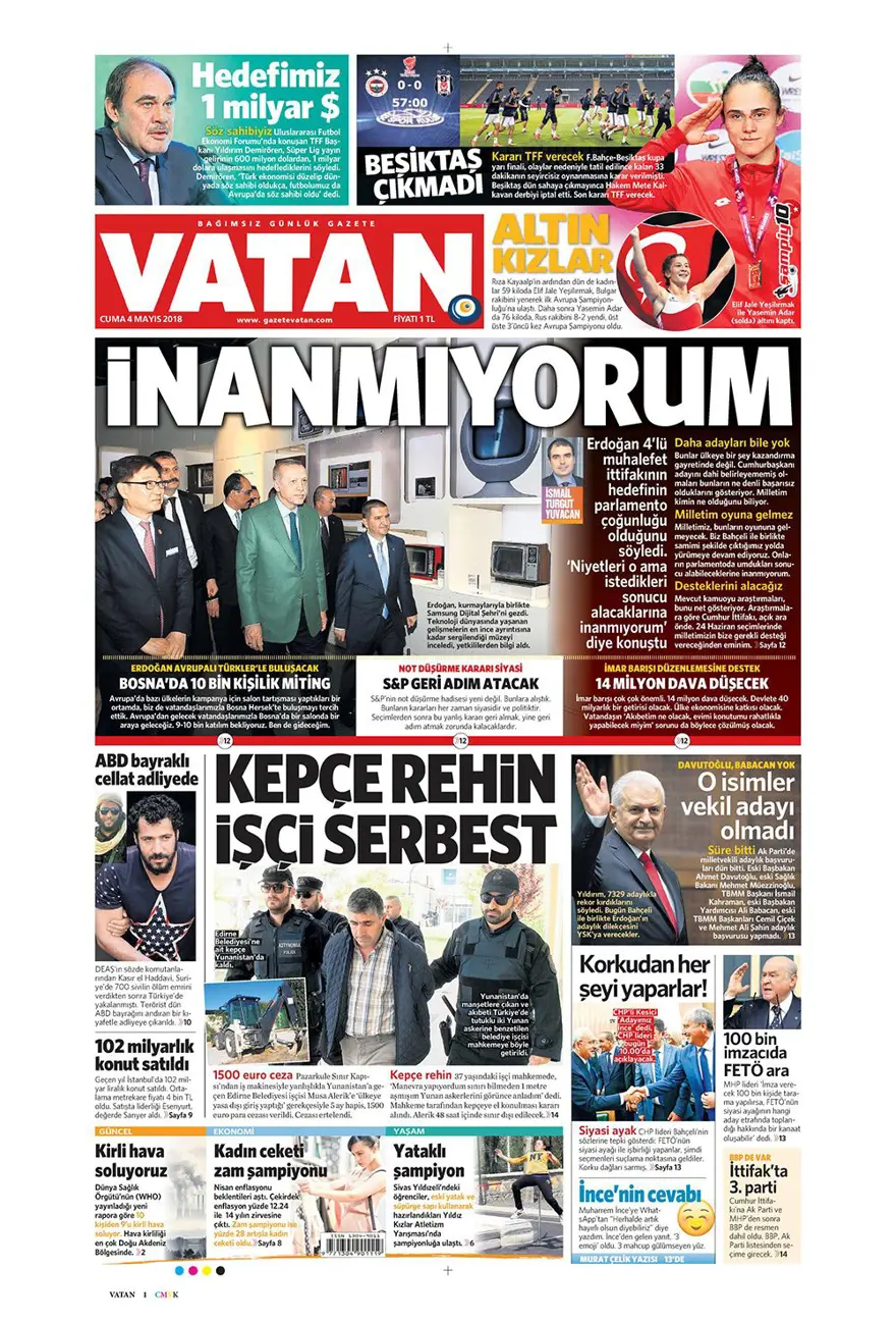 Günün gazete manşetleri - 4 Mayıs 2018 4