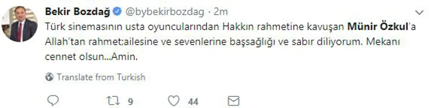 Ünlü isimlerden Münir Özkul paylaşımları (Ustanın ardından sosyal medya) 18 Ünlü isimlerden Münir Özkul paylaşımları (Ustanın ardından sosyal medya) 18
