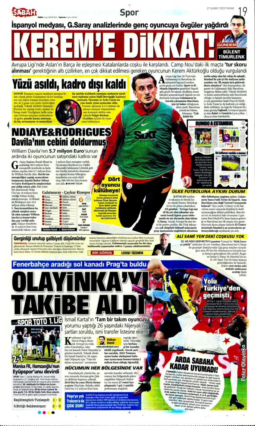 Günün spor manşetleri (27 Şubat 2022) 17