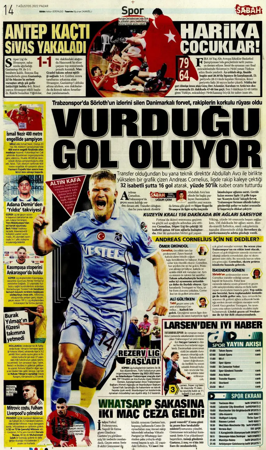 Günün spor manşetleri (7 Ağustos 2022) 13