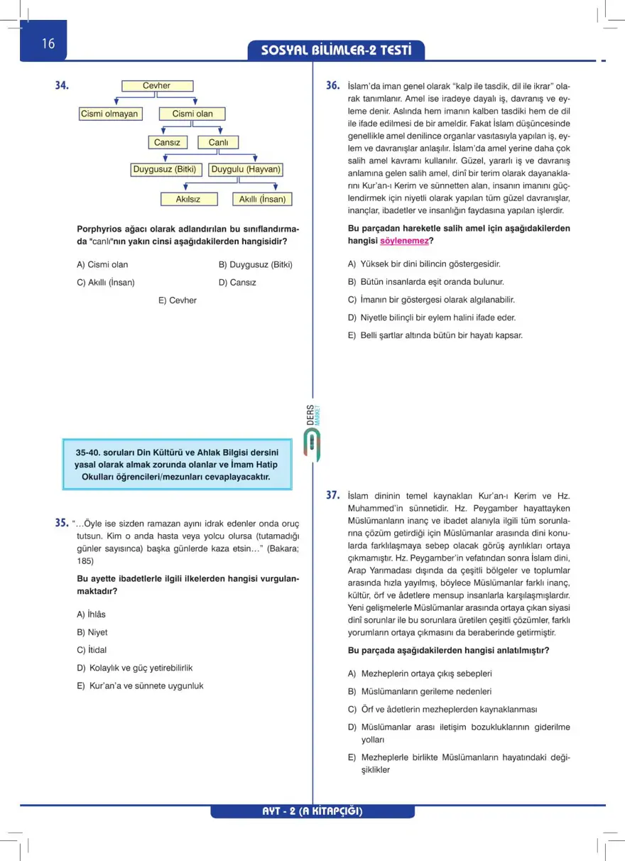 AYT Deneme Sınavı 14