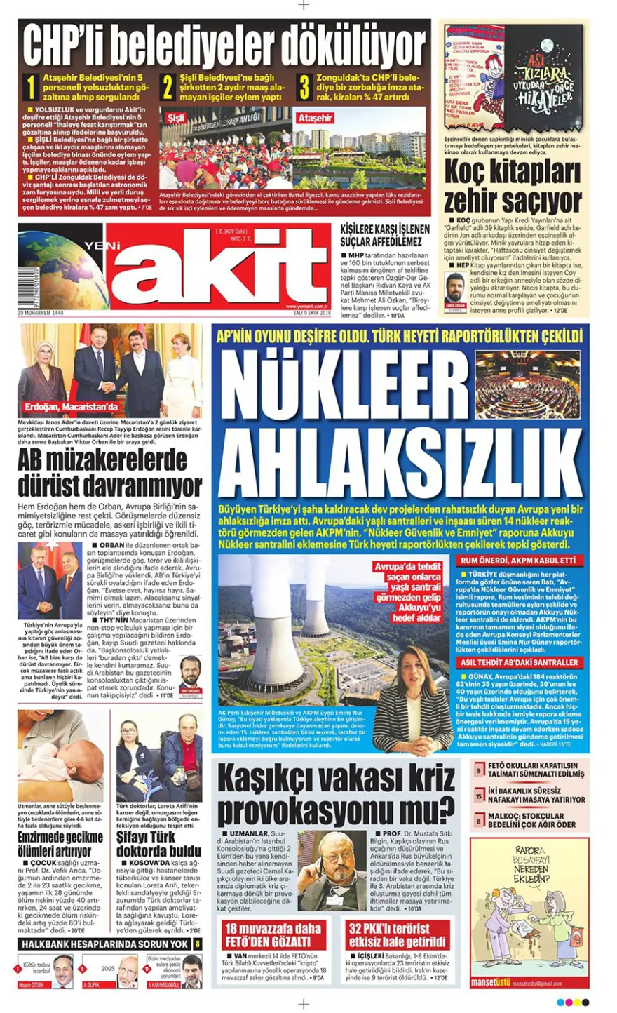 Günün gazete manşetleri - 9 Ekim 2018 6