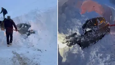 Kara gömülen otomobil üç gün sonra çıkarıldı