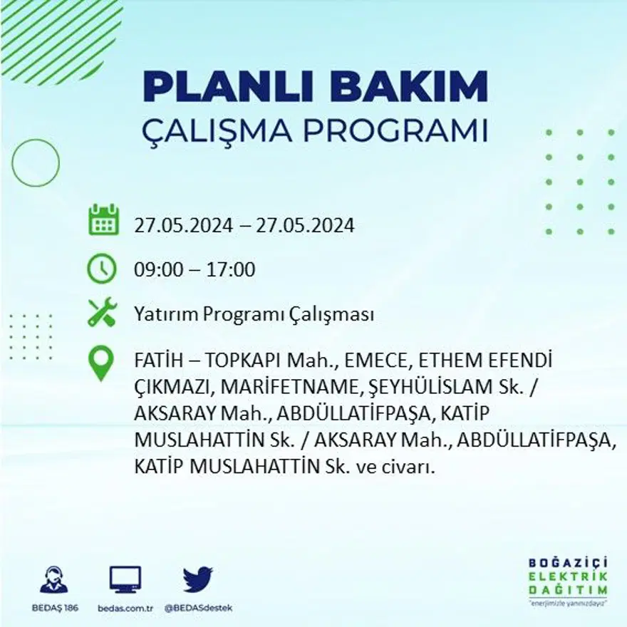 İstanbul'un 21 ilçesinde elektrik kesintisi: Elektrikler ne zaman gelecek? (27 Mayıs BEDAŞ kesinti programı) 33