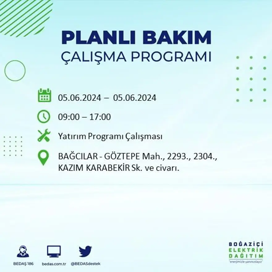 İstanbul'un 19 ilçesinde elektrik kesintisi: Elektrikler ne zaman gelecek? (5 Haziran BEDAŞ kesinti programı) 4 İstanbul'un 19 ilçesinde elektrik kesintisi: Elektrikler ne zaman gelecek? (5 Haziran BEDAŞ kesinti programı) 4