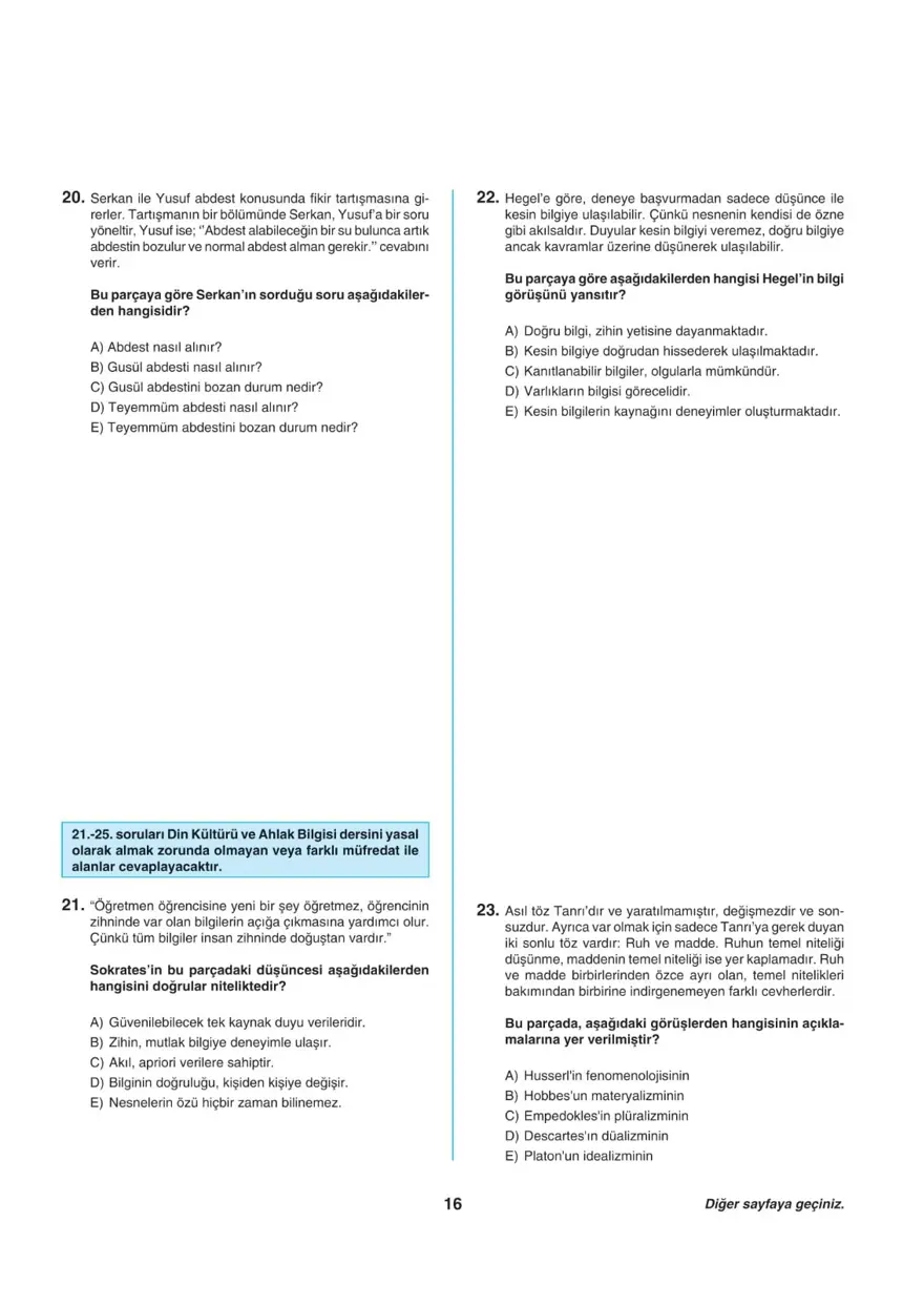 Uğur Okulları TYT -1 deneme sınavı 15