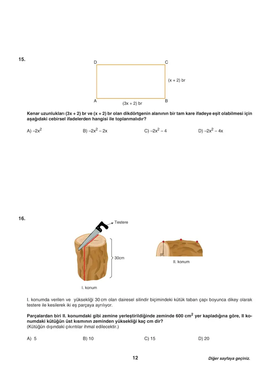 Uğur Okulları LGS-2 sayısal deneme sınavı 11