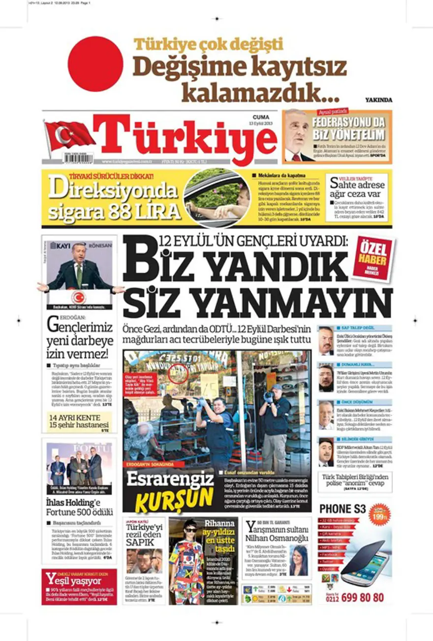 Günün Manşetleri- 13 Eylül 2013 13 Günün Manşetleri- 13 Eylül 2013 13