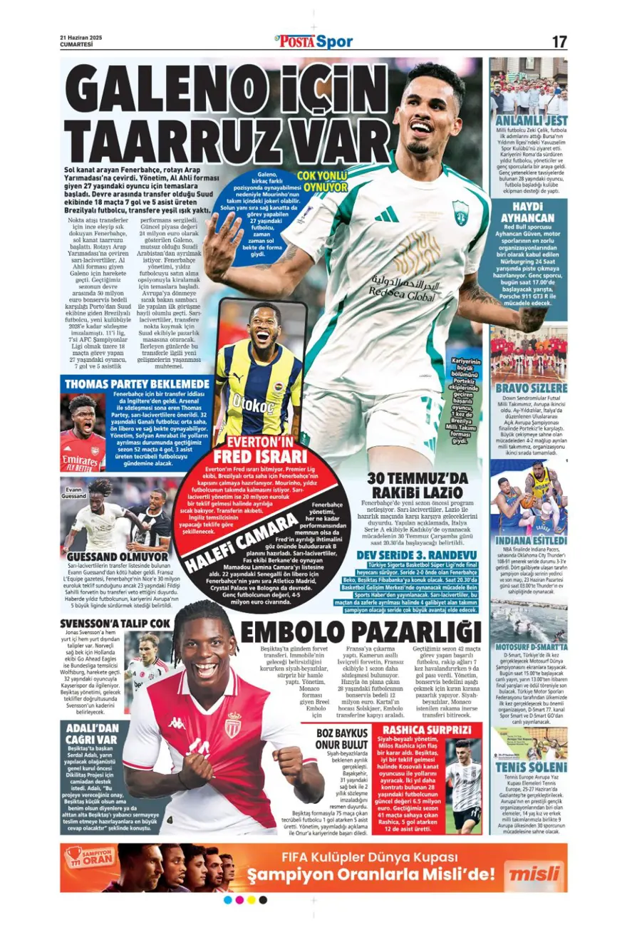 "Osimhen'de karar haftası" (21 Haziran 2025 spor manşetleri) 11