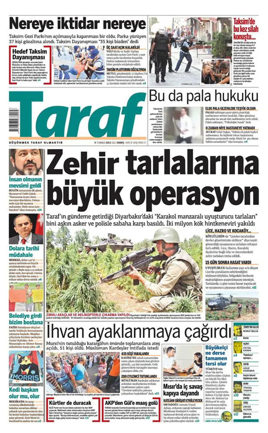 9 Temmuz 2013 gazete manşetleri 16