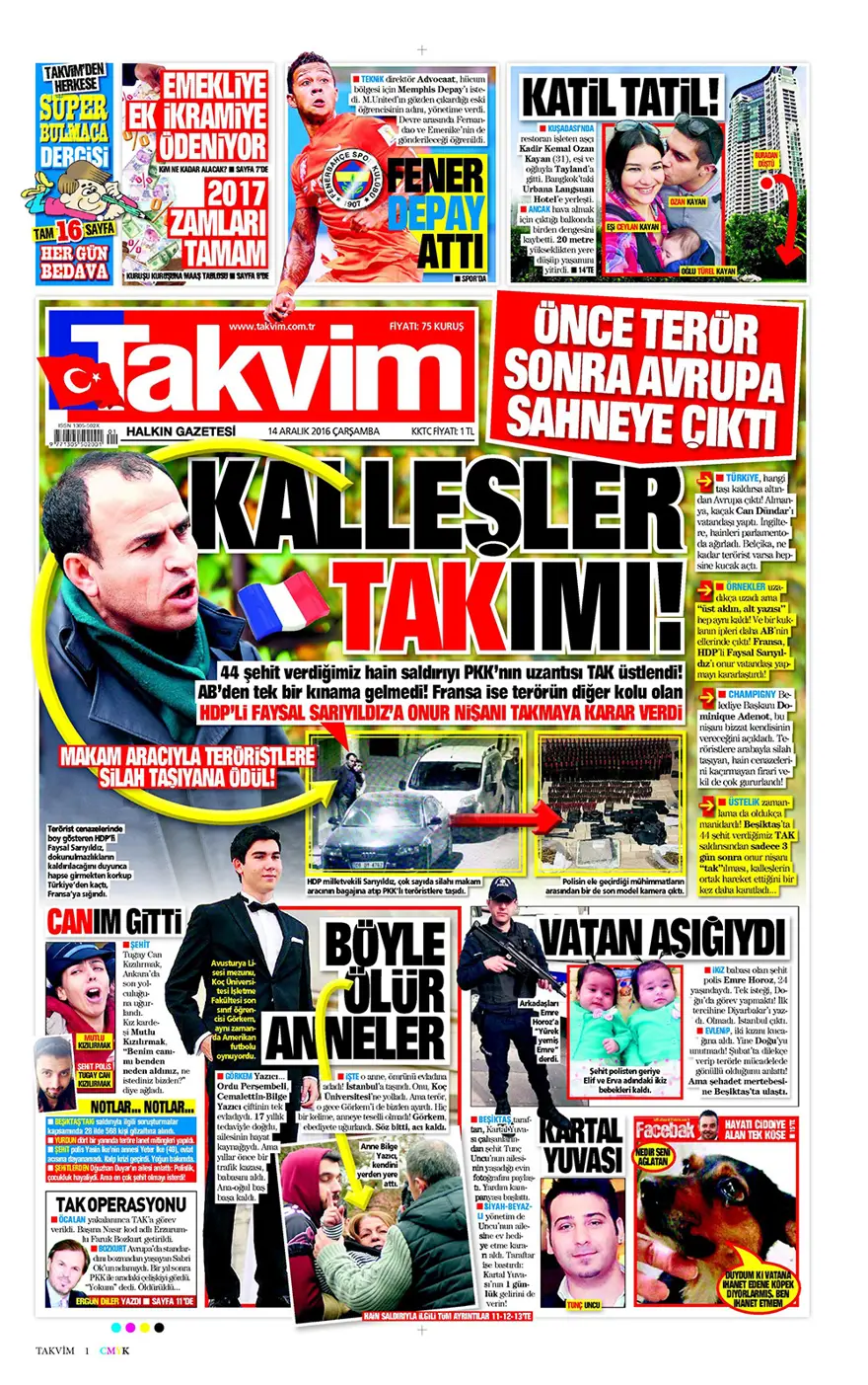 Günün gazete manşetleri - 14 Aralık 2016 5