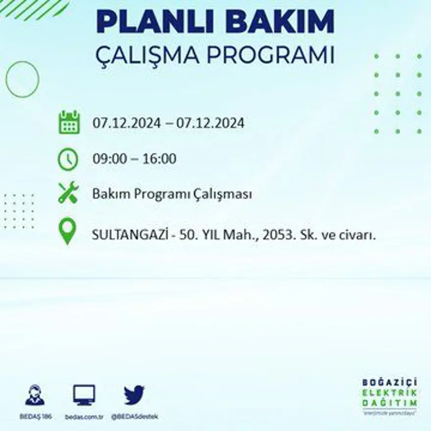 Bugüne dikkat! İstanbul'un 13 ilçesinde elektrik kesintisi: Elektrikler ne zaman gelecek? BEDAŞ programı 16