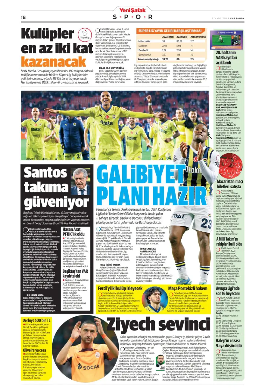 "Transfer planı şimdiden hazır" (6 Mart 2024 spor manşetleri) 16