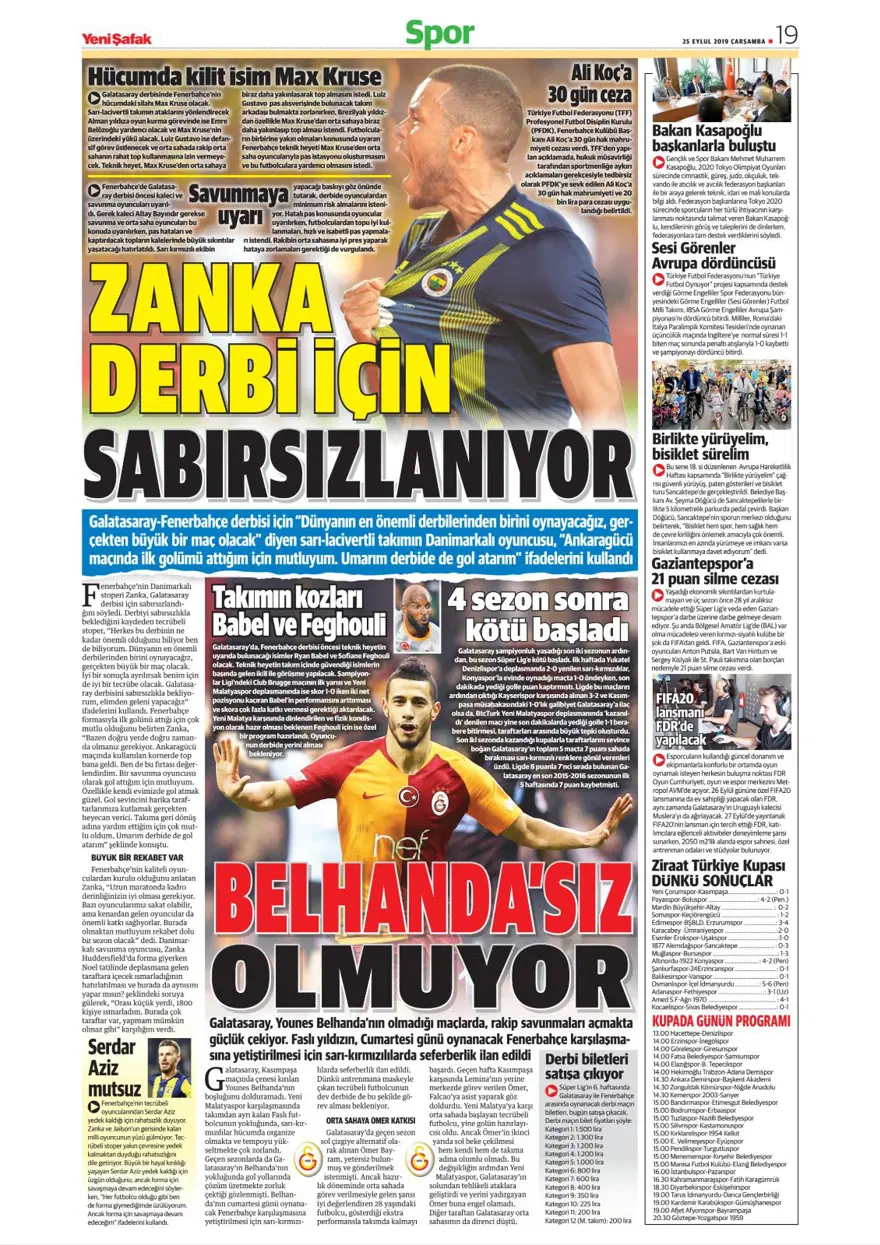 Günün spor manşetleri (25 Eylül 2019) 23