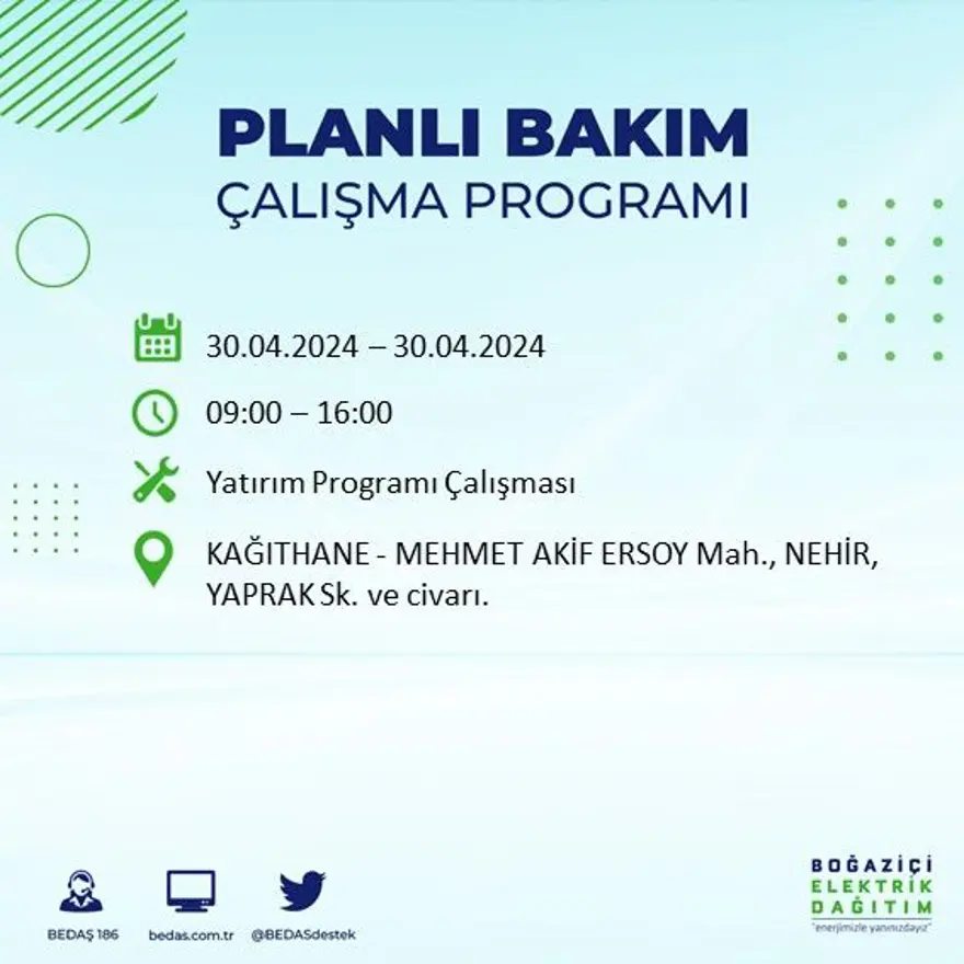 İstanbul'un 23 ilçesinde elektrik kesintisi: Elektrikler ne zaman gelecek? (30 Nisan tarihli BEDAŞ kesinti programı) 55