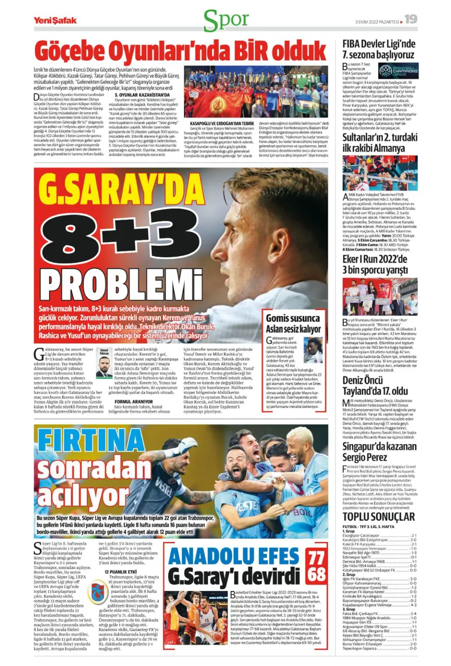 Günün spor manşetleri (3 Ekim 2022) 22