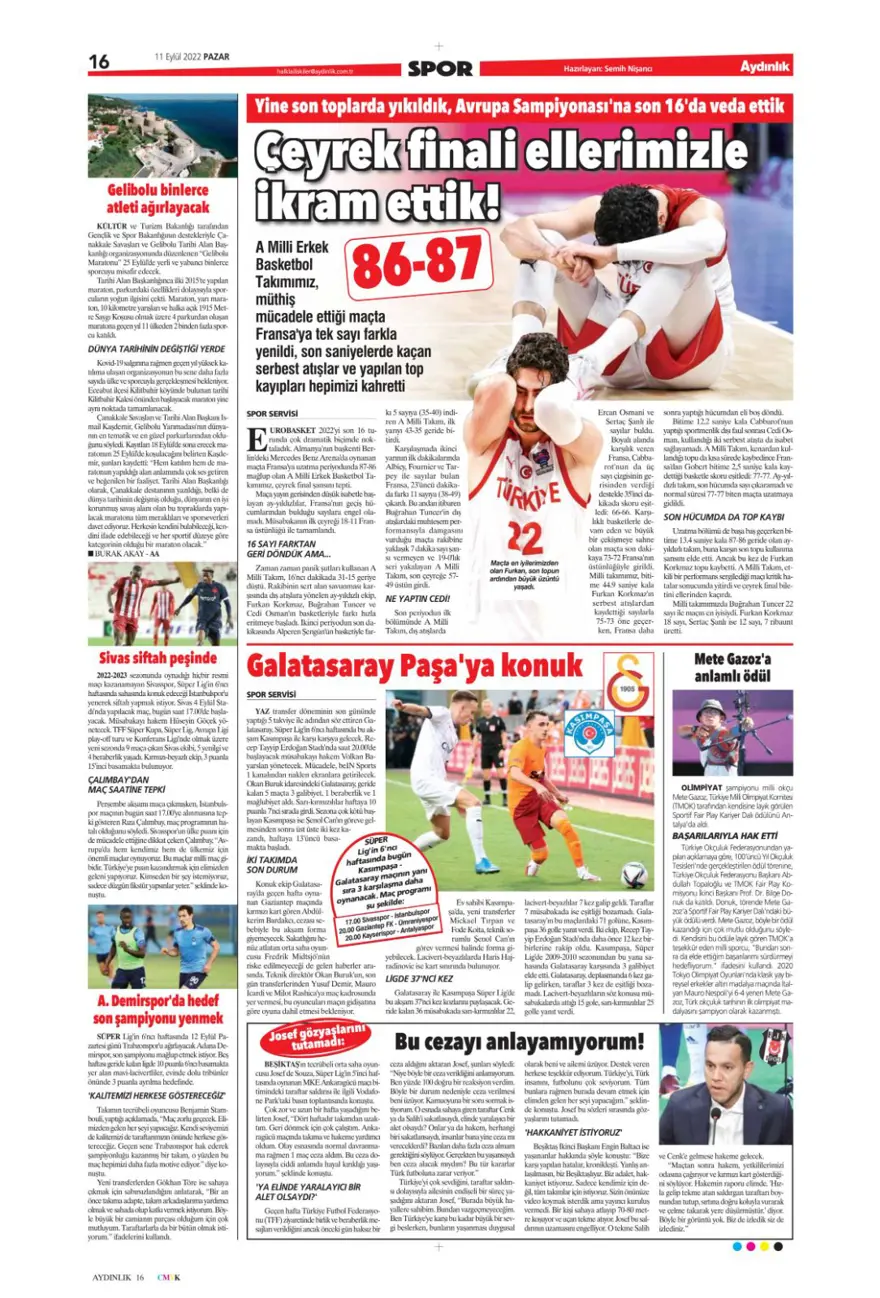 Günün spor manşetleri (11 Eylül 2022) 2