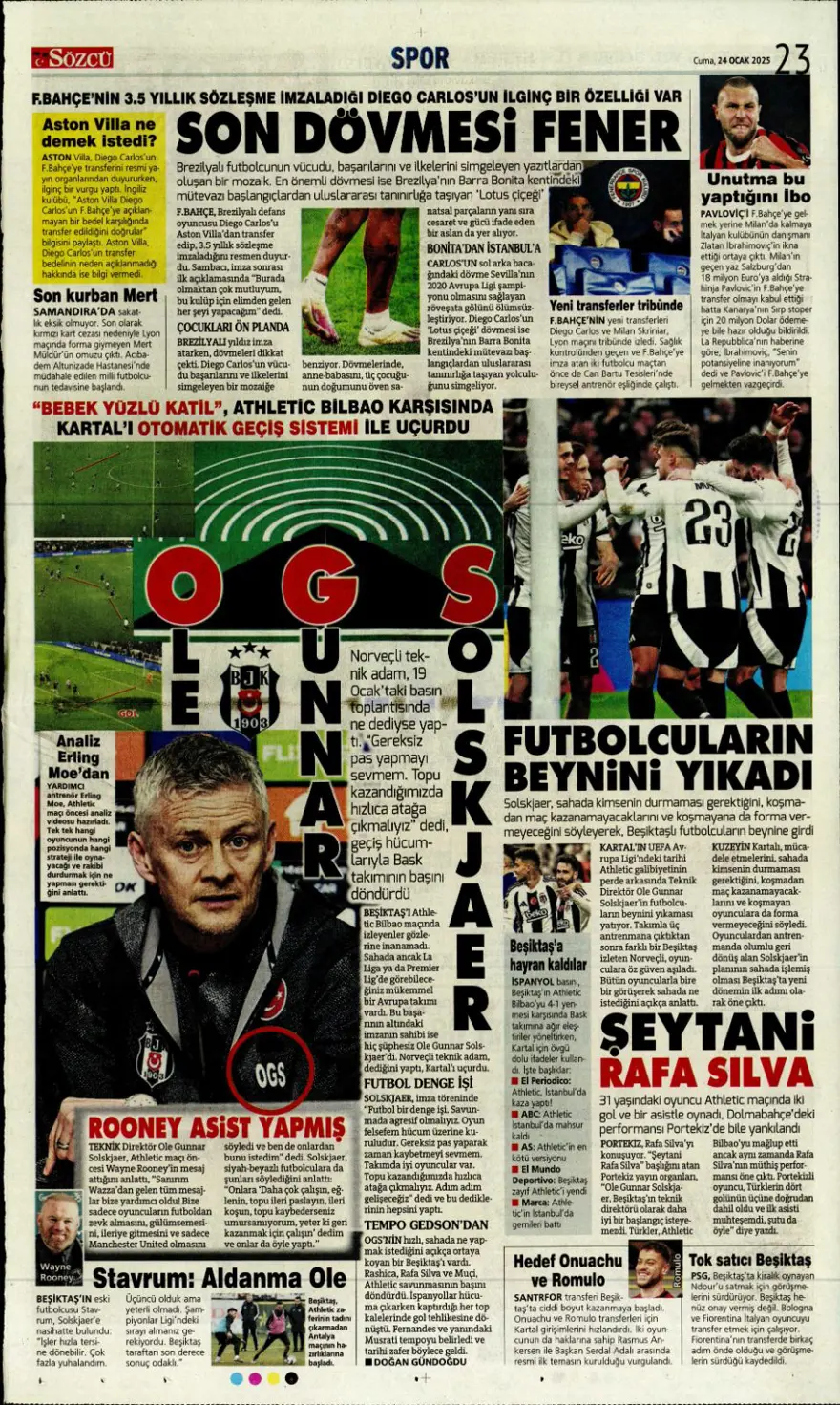 "Pavlovic sürprizi" (24 Ocak 2025 spor manşetleri) 28