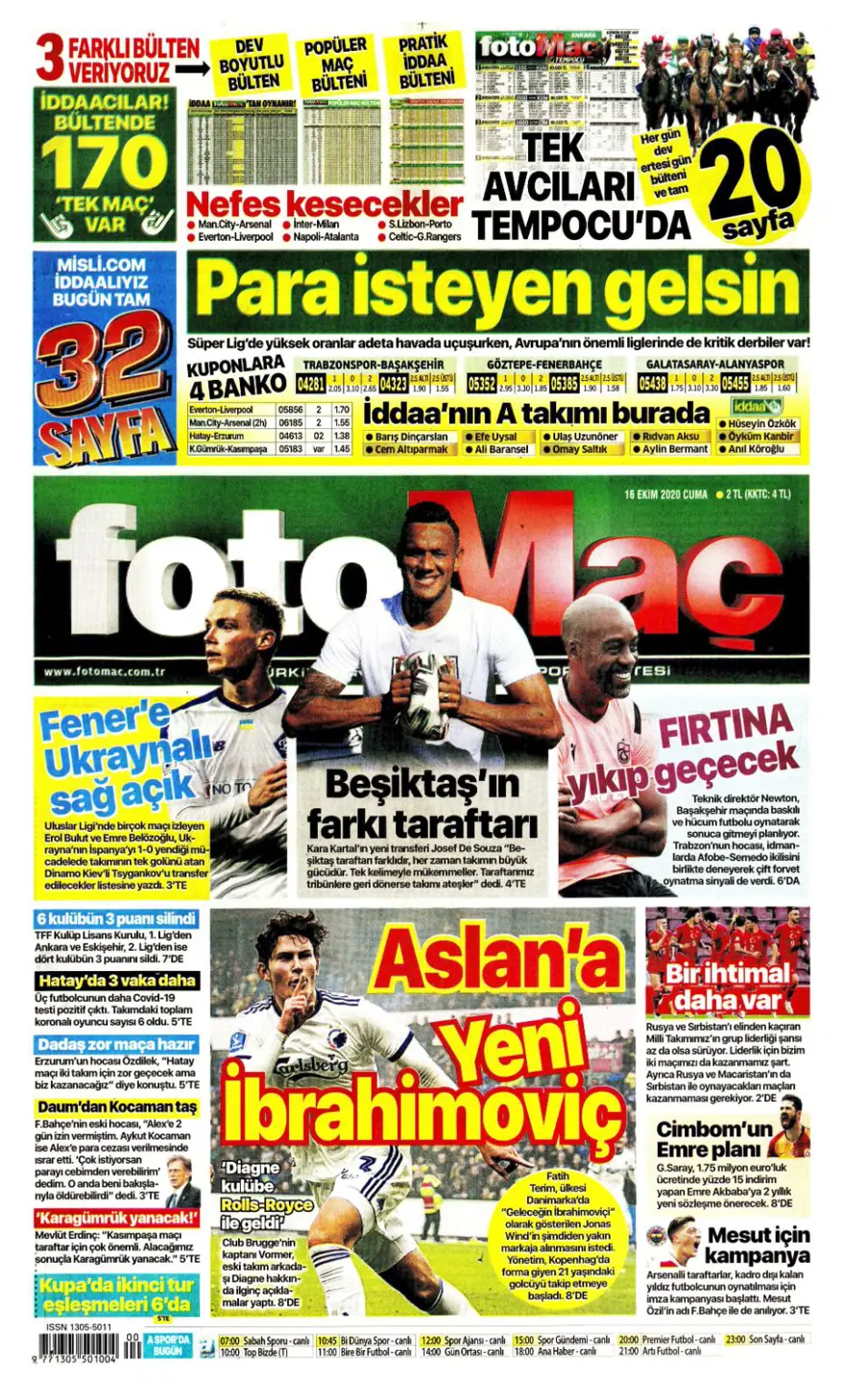 Günün spor manşetleri (16 Ekim 2020) 2