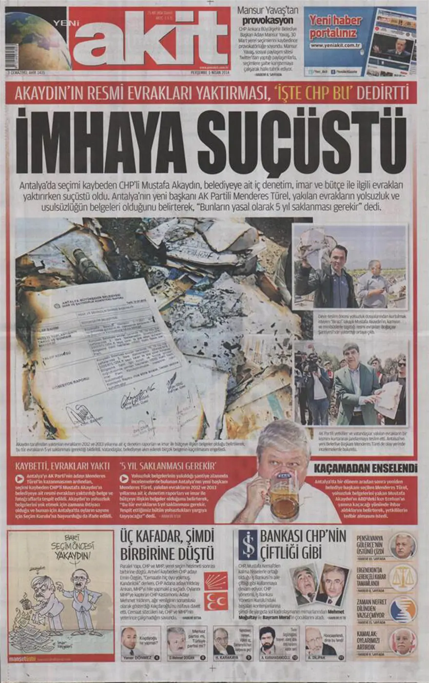 Günün gazete manşetleri - 3 Nisan 2014 14