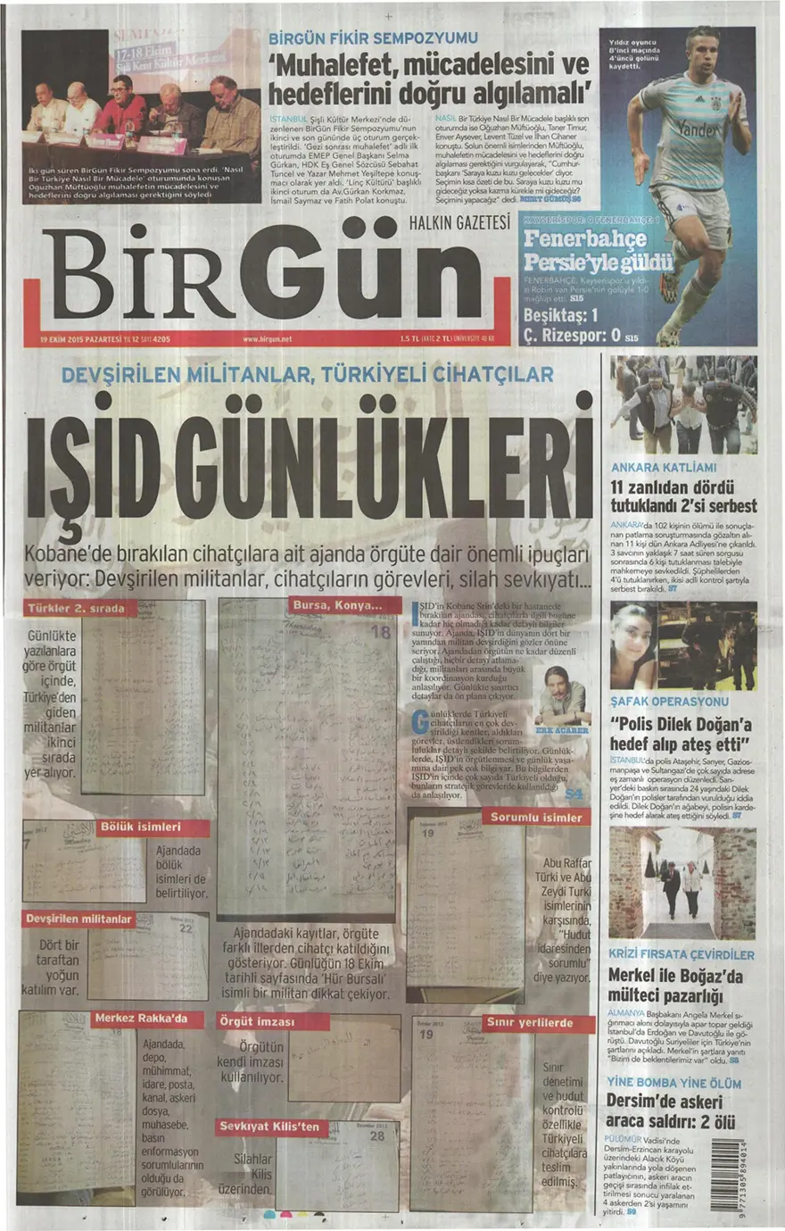 Günün gazete manşetleri - 19 Ekim 2015 16