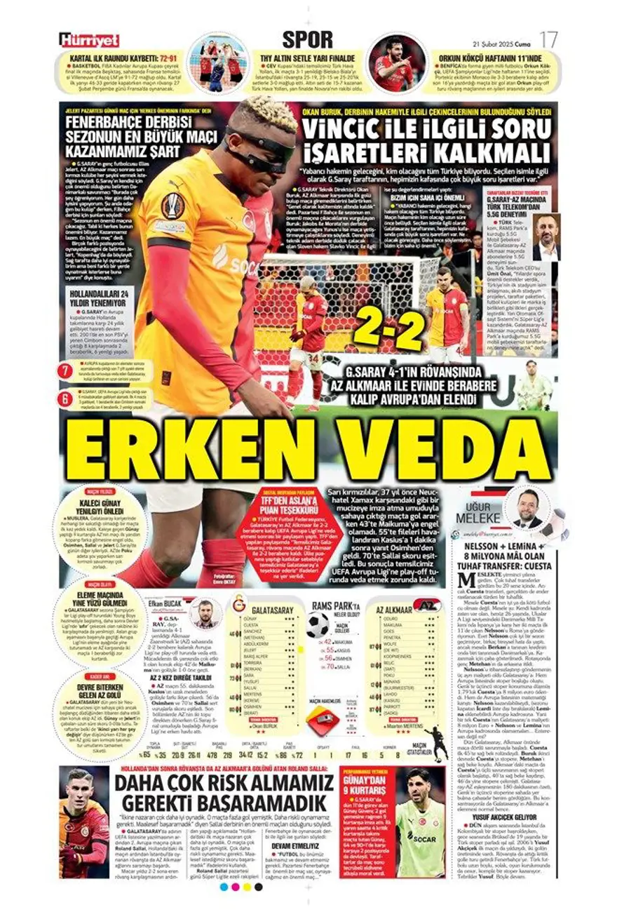 "Fener işi bitirdi" (21 Şubat 2025 spor manşetleri) 11