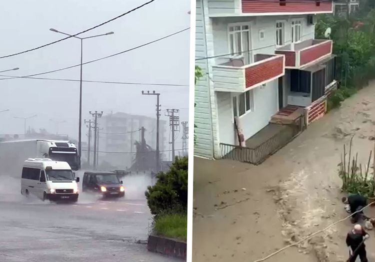 Trabzon’da şiddetli yağış heyelanlara neden oldu