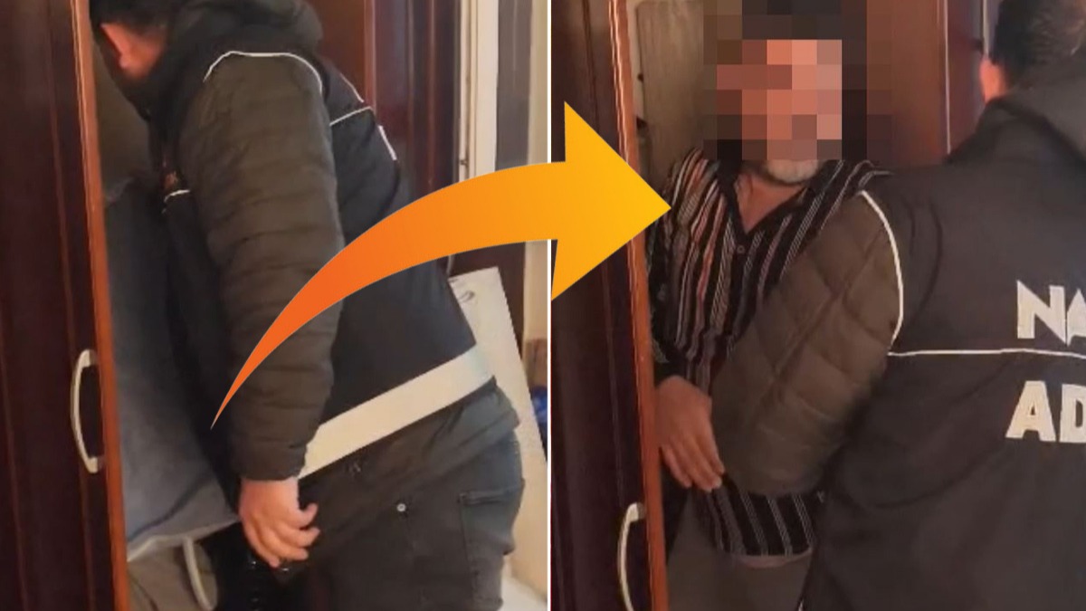 Aranan firari hükümlü çarşafa sarılı halde yakalandı